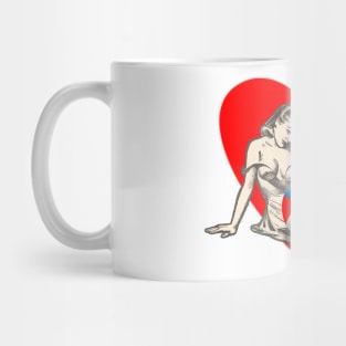 girl on the beach with colored ball Mug